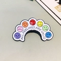 Rainbow mood enamel badge with slider emoji and All Feelings Are Valid text slogan - Rainbow Expression
