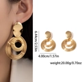 Golden titanium steel double circular hoop earrings with product size measurements - Multi-layer Large Hoop Style (E0900)