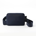 Unisex dark blue nylon crossbody belt bag with adjustable strap and buckle closure - Navy Blue
