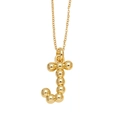 Minimalist 18K gold plated necklace featuring a polished bead letter J pendant design - Letter J