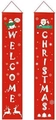 Bannières de Noël rouges avec Père Noël et bonhomme de neige pour décoration de porte - Style Lettre Welcome Rouge (Christmas-14)