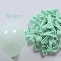 Green macaron latex balloon set shown in both uninflated and inflated states - 5 Inch Macaron Green
