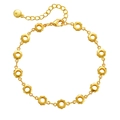 Elegante pulsera de latón bañada en oro de 18K con delicadas flores caladas unidas - Oro de 18K / Dorado (KB0157)