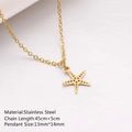 Collier avec pendentif étoile de mer en acier inoxydable doré et chaîne ajustable - Étoile de mer / Or