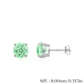 Eleganti orecchini a lobo in argento S925 con pietre blu paraiba da 8 mm - 8mm / Colore Paraiba (Base Argento)
