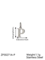 Polished stainless steel letter P alphabet pendant with size details and 1.1g weight - Letter-P / Steel
