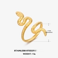 Chic 18K gold plated stainless steel snake ring with adjustable open band for women - Adjustable Open / Gold Ring