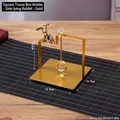 Golden square metal tissue holder with bunny ornament and crystal bead, 16x13.5cm - Square Lying Rabbit Style / Gold