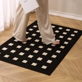 Black rectangular entrance mat with cream square pattern and soft plush texture - 50x80cm / Black Grid