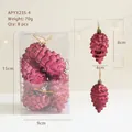 Set of 8 rose pink electroplated pine cone Christmas ornaments in a clear gift box - Wine Red Pine Cone / 8pcs