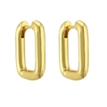 Minimalist gold U-shaped rectangular hoop earrings with a high-polished finish for women - 1 Pair / Golden Rectangular