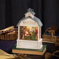 Lanterna casa bianca con Babbo Natale ed effetto palla di neve scintillante luminosa - Blu Manor Studio di Babbo Natale (USB+Musica)