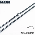 Black plated 600x3mm stainless steel cuban chain necklace for men and women - Black 60cm*3mm