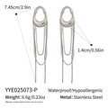 Detaillierte Maße für geometrische Quasten-Ohrringe aus Edelstahl mit Kette - Silber (YYE025073-P)
