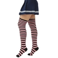 Chaussettes hautes au-dessus du genou pour femmes à rayures roses et noires - L (Taille unique) / Rayures Fines Noires et Roses