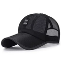 Gorra de béisbol trucker negra de malla con parche de logo blanco y visera curva - Negro