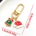 Golden Christmas keychain with green bell and red Santa hat pendants and dimensions - LS584-Santa Hat Bell U-shaped Keychain