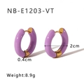 Detail showing 2cm purple and gold enamel hoop earrings with size and weight specs - Purple (NB-E1203-VT)