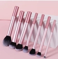 7-piece rose gold makeup brush set with black and white gradient synthetic bristles - 7 Pcs Set / Pink