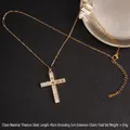 Golden titanium steel cross necklace with rectangular clear cubic zirconia stones - Cross No.22 Gold (A1009)