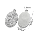 Detailed dimensions of silver stainless steel oval eye pendant, 28mm by 17mm size view - Oval Eye-Steel Color