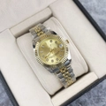 Classic silver and gold quartz watch with diamond markers in a beige luxury gift box - Two-tone Gold Dial