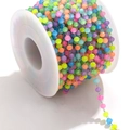 Colorful macaron resin bead chain on a white spool for DIY jewelry making and crafts - Steel-Rainbow