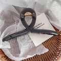 Grande pince à cheveux noire translucide avec ressort doré dans un panier tressé - 10# Gris Pailleté