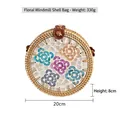 Handmade seashell mosaic crossbody bag with colorful flower patterns and rattan weave - Flower Windmill Shell