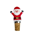 Tappo per vino Babbo Natale con design rosso festivo e sughero naturale su fondo bianco - Tappo di Sughero Babbo Natale
