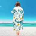 Adult hooded beach poncho with tropical jungle print and yellow floral design - Pullover Style - Fresh Flowers