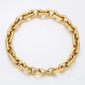 Pulsera de cadena con eslabones geométricos de acero inoxidable dorado y cierre de langosta - Pulsera 20CM / Cierre de Langosta Corte Hexagonal (7.5mm) / Dorado