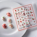 5D embossed red cherry and heart nail art stickers with 3D relief texture for manicure - Cherry Love Style (FEB-345)
