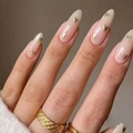 Handmade golden heart nail charms on long almond nails for a luxury 2024 New Year manicure - Jelly Glue Type / X-0065 Gold Heart Decor