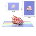 3D pop-up greeting card with envelope, featuring heart and cherry tree paper sculpture - Love Car
