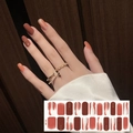 Self-adhesive waterproof nail stickers in wine red and orange with gold star glitter - Wine Red Orange Star Shaped Sequins Style (SS-086)