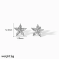 Silver star earrings in 18k gold plated stainless steel with marquise cubic zirconia - Silver Five-Petal Flower Shape (TE6842-S)