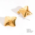 Irregular square earrings in 18k gold plated 304 stainless steel, NO.664-34 model - E664-34(Curved Square)