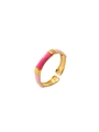 18k gold-plated bamboo-style ring featuring pink enamel segments and adjustable open band - Adjustable Open / Pink Bamboo Section Style