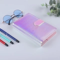 Pastel lavender holographic laser diamond grid PU leather binder notebook with magnetic closure - A6 No Inner Pages / Holographic Bubble