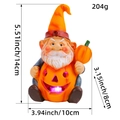 Gnomo di Halloween luminoso con zucca e luce viola con dettagli sulle misure - Stile C