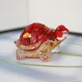 Handmade turtle figurine with dark red resin shell and gold foil accents - Red Coral