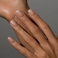 Square beige press-on nails with shimmering pearlescent glitter finish for women - Medium Square / Pearly Nude