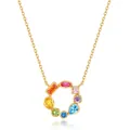 Rainbow series S925 silver necklace with multicolored zircon pendant on a gold chain - Necklace (10K Gold Plated + Lacquer)