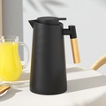 Black Nordic thermal carafe with wood handle and 1L glass liner for coffee and tea - Plain Style / 062 Black