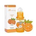 Detailed view of 5ml orange cuticle oil roller pen and packaging with citrus theme - Rollerball Nutrition Oil (Orange)