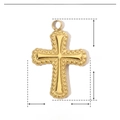 Macro detail of 14mm gold-plated stainless steel cross pendant with weight parameters - YE330-Gold Cross