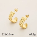 Pendientes de aro en forma de U bañados en oro de 18K con acabado de textura tejida - Estilo Semicírculo con Textura Tejida (KE114944-KFC) / Dorado