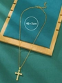 Gouden kruisketting met volledige pavé-kristallen en 46+5cm verstelbare ketting - Goud (K-1581)