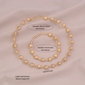 Ensemble collier et bracelet en strass cœur doré sur tissu en soie beige doux - Cuivre/CCB/Strass / Ensemble Coeur Strass (1#)